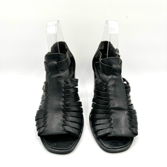 VINTAGE THE WORK COLLECTION HEELS BLACK STRAPPY SANDALS FISHERMAN HEELED SANDALS - Picture 4 of 13